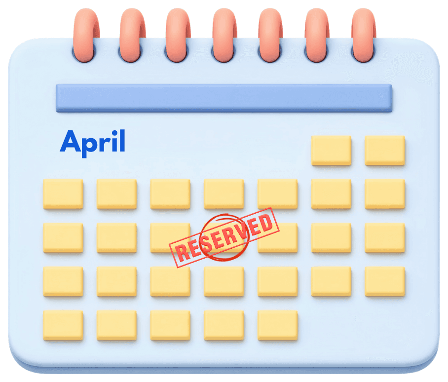 April calendar stamped reserved
